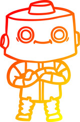 warm gradient line drawing cartoon robot