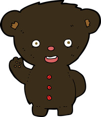 cartoon waving black bear cub