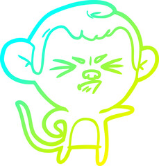 cold gradient line drawing cartoon annoyed monkey