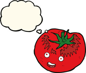 cartoon tomato with thought bubble