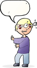 cartoon boy with popping out eyes with speech bubble