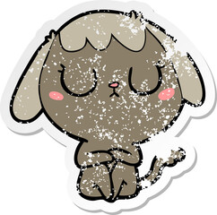 distressed sticker of a cute cartoon dog