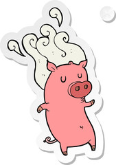 sticker of a smelly cartoon pig