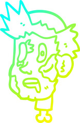 cold gradient line drawing cartoon zombie head