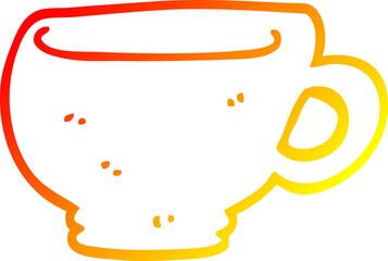 warm gradient line drawing cartoon cup