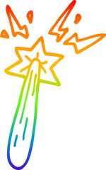 rainbow gradient line drawing cartoon magic wand