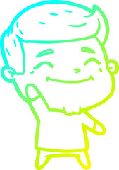 cold gradient line drawing happy cartoon man waving