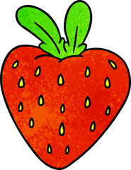 textured cartoon doodle of a fresh strawberry