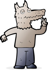 cartoon happy wolf man