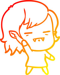 warm gradient line drawing cartoon undead vampire girl