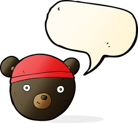 cartoon black bear face with speech bubble