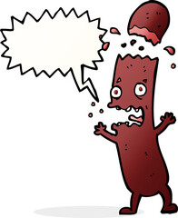 cartoon sausage with thought bubble