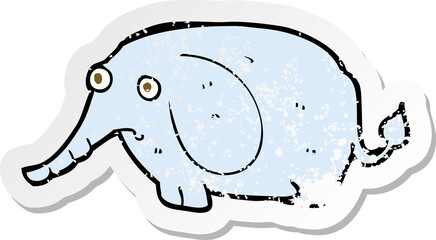 retro distressed sticker of a cartoon sad little elephant