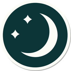 tattoo style sticker of a moon and stars