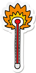 sticker of a quirky hand drawn cartoon hot thermometer