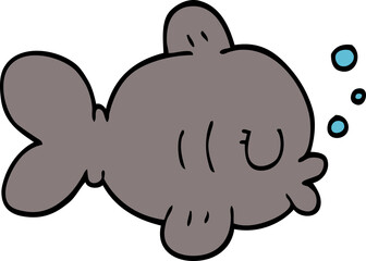 funny cartoon doodle fish