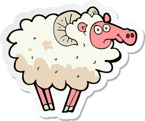 sticker of a cartoon dirty sheep