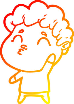 recommend clip art: warm gradient line drawing cartoon man pouting