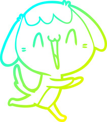cold gradient line drawing cute cartoon dog