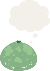 cartoon squash and thought bubble in retro style