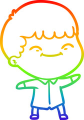 rainbow gradient line drawing cartoon happy boy