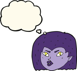cartoon vampire face with thought bubble