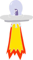 flat color illustration of a cartoon flying saucer