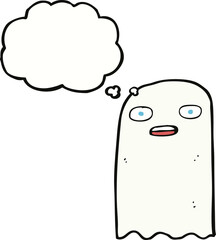 funny cartoon ghost with thought bubble