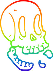 rainbow gradient line drawing funny cartoon skull