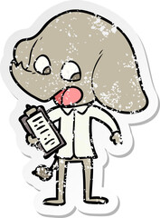 distressed sticker of a cute cartoon elephant