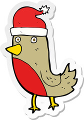 sticker of a cartoon christmas robin