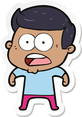 sticker of a cartoon shocked man