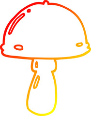 warm gradient line drawing cartoon mushroom