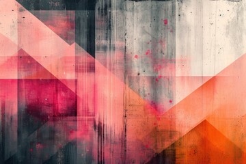 Abstract background with geometric pattern, intricate texture grey and pink, different lines and shapes, vintage retro surface with colorful splashes