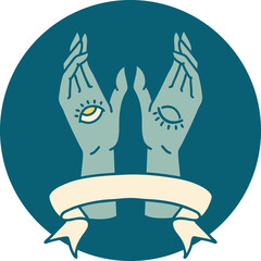 icon with banner of mystic hands