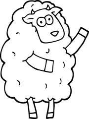 black and white cartoon sheep