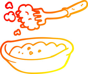 warm gradient line drawing cartoon bowl of food