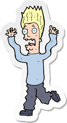 sticker of a cartoon terrified man