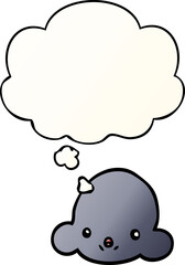 cartoon cloud and thought bubble in smooth gradient style