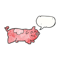 speech bubble textured cartoon pig