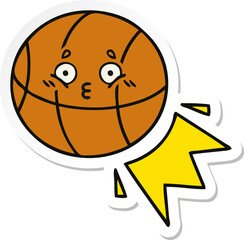 sticker of a cute cartoon basketball