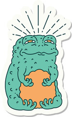 sticker of tattoo style toad character