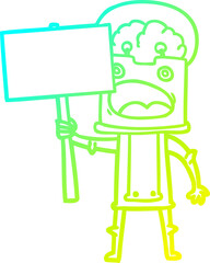 cold gradient line drawing cartoon robot