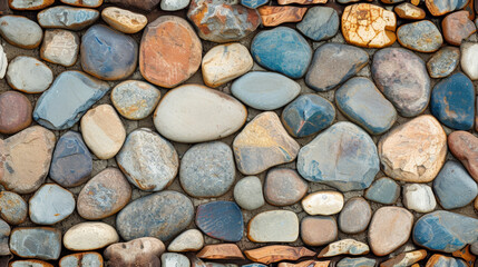 Colourful stones tightly packed together.