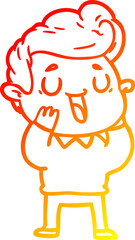 warm gradient line drawing happy cartoon man
