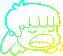Obraz premium cold gradient line drawing cartoon female face
