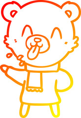 warm gradient line drawing rude cartoon bear