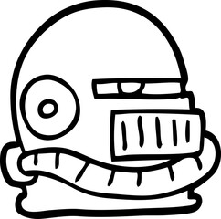 black and white cartoon futuristic helmet