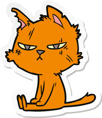 sticker of a tough cartoon cat sitting