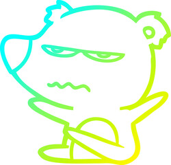 cold gradient line drawing angry bear cartoon